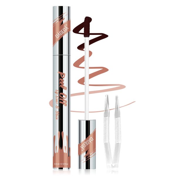 DAGEDA Peel Off Lip Liner Stain, Tattoo Lip Liner Peel Off Lip Stain with Tweezer, Transfer Proof, Waterproof, Long Lasting Lip Stain, Highly Pigmented Matte Finish Lip Tint Stain (Vintage)