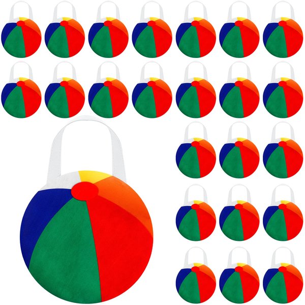 Shihanee Beach Ball Party Favor Bags Pool Themed Party Goody Candy Bags Summer Treat Bags Beach Non Woven Gift Bags Beach Pool Party Decor for Beach Summer Pool Birthday Party Supplies