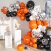MEBAY Orange Black White and Metallic Silver Balloons Garland Arch Kit, 146 Pcs Latex Balloons with Confetti for Birthday Party Graduation Father's Day Anniversary Bachelorette Party Decoration