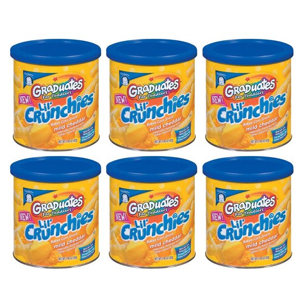Gerber Snacks for Baby Lil’ Crunchies, Mild Cheddar, Non-GMO Baked Grain Snacks with No Artificial Flavors, Made for Crawlers, 1.48-Ounce Canister (Pack of 6)