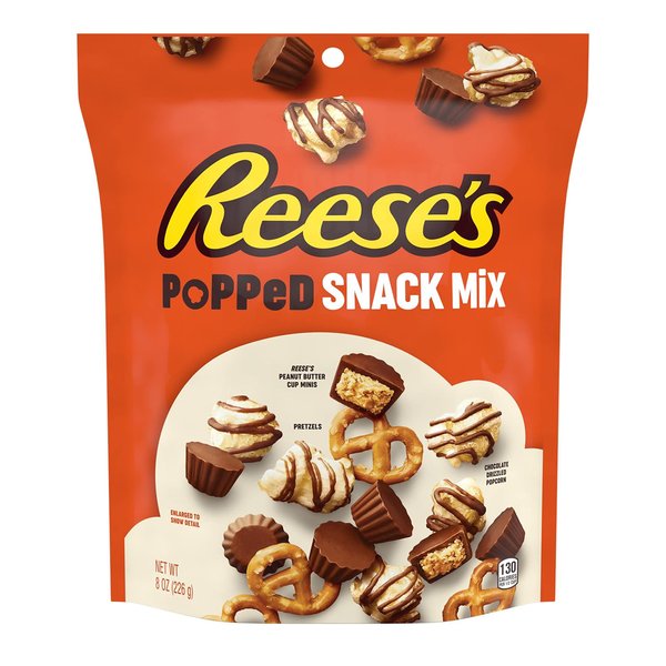 REESE'S Chocolate Peanut Butter Popped, Snack Mix Bag, 8 oz