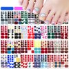 SILPECWEE 40 Sheets Toe Nail Stickers Full Nail Wraps for Women Solid Color Flower Toenail Polish Strips Nail Polish Stickers Self Adhesive Manicure Stickers for Toes with 1pc Nail File