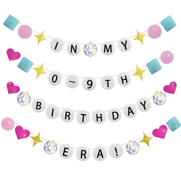 In My Birthday Era Banner Custom Age Date Numbers 0-9 Glitter Taylor Birthday Banner Decorations
