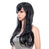 SWACC 26-Inch Long Curly Wave Cosplay Synthetic Wig Colored Hair Piece for Women with Wig Cap (Black)