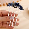 Missgrace Blue Simple Bride Wedding Prom Sparkling Side Hair Comb Crystal Rhinestones Flower Hair Comb Clips Bridal Hair Accessories Hair Piece for Women (Blue)