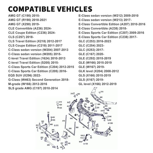 YINAVAGAD 2048800260 Front Left/Right Hood Safety Catch Latch Lock for Mercedes-Benz C250 C300 C350 C63 AMG E350 E400 E550 E63 AMG GLK250 GLC300 GLK350 GLS450 ML350