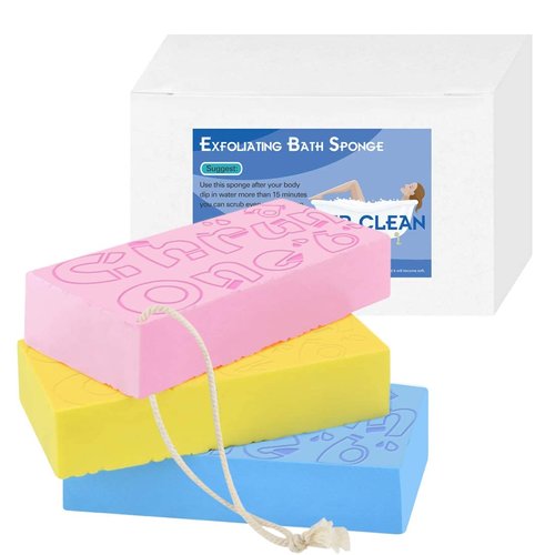 3PCS Exfoliating Bath Sponge, Asian Bath Sponge for Shower, Moisturizer and Exfoliator Body Sponge, Spa Cellulite Massager Dead Skin Sponge Remover for Body