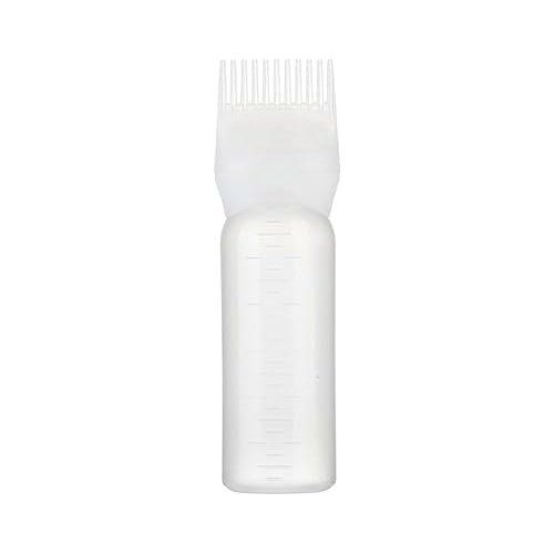 White Brush Bottle with Comb, Shampoo Hair Color Hair Dyeing Bottle, Oil Applicator Bottle for Hair, Applicator Brush Bottle for Roots Professional Process Coloring and Highlighting Tools