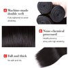 Brazilian Straight Hair Virgin Human Hair 3 Bundles with (4x 4) Lace Closure Straight Wave Weft 100% Unprocessed Real Human Hair Extensions Natural Color (22 22 22+18" Free Part Closure)