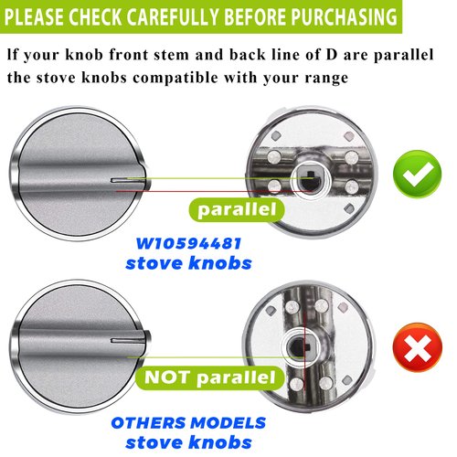 Stove Knobs W10594481 Replacements for Whirlpool Gas Stove Range Knob WCG97US0DS00 WCG97US6DS00, Replace WPW10594481 AP6023301 Cooktop Knobs, 5 Pack Gas Range Knob