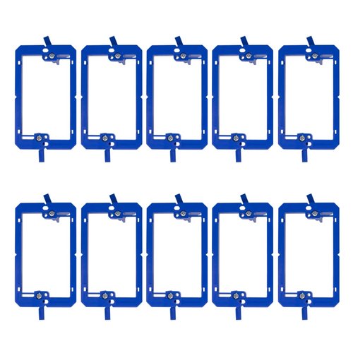 10 Pack Single Gang Low Voltage Mounting Bracket - Variable Wall Thickness - Adjustable Mounting Brackets - Single Gang Box for Cables & Low Voltage - Shallow Low Voltage Boxes - 1 Gang - Outlet Box