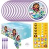 Unique Gabby's Dollhouse Party Supplies Pack for 16 Guests - Gabby Dollhouse Plates and Napkins, Table Cover, Forks, Sticker, Gabbys Doll House Birthday Party Decorations, Officially Licensed