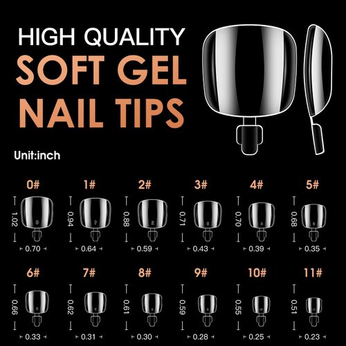 Clear ToeNail Tips, Melous 120PCS Full Cover Nail Tips Gel x Nail Tips Clear False Fake Nails Soft Gel Tips