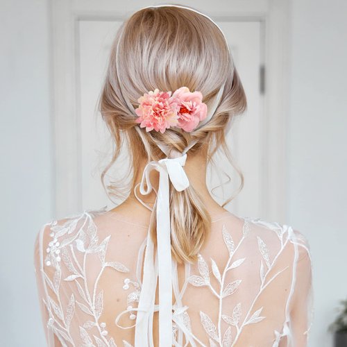 Geyoga 21 Pcs Flower Hair Pins Bride Head Rose Floral Pin Elegant Embellished Bridesmaids Bridal Hair Pins U Shaped Decorative Hair Accessories for Women Girl Wedding Birthday (Pink, Purple)