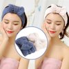 SweetCat Microfiber Bowtie Headbands, Extrame Soft & Ultra Absorbent, Comfort to Makeup Wash Spa Yoga Shower Facial Hair Band for Girls and Women (Blue+White)