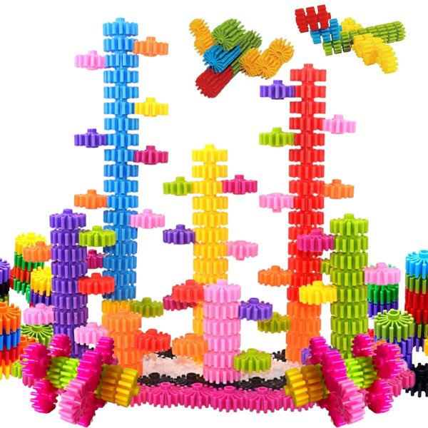 KAKATIMES STEM Building Blocks Toys for Kids – Educational and Safe Gear Interlocking Construction Playset – Develop Creativity and Problem-Solving Skills