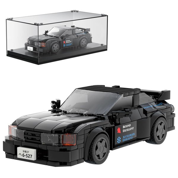 Mould King Speed Champion Initial D GTR32 Car Building Toys with Acrylic Display Case Model Race Car Toy Building Blocks Kit 27014 Collectible Racing Vehicle Set for Kids Age 8+ Teens Adults