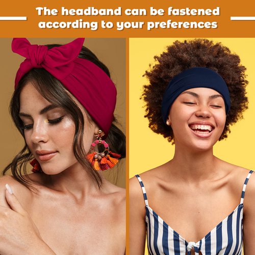 4 Pieces Adjustable Headbands for Women Knotted Headbands Elastic Non-Slip head tie up headband Knotted Hairband Twist Bow Wire Headbands Head Wrap for Women Girls (Black, White, Wine Red, Navy Blue)