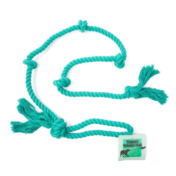 Tumbo Tough Tug Rope Dog Toy - (5 ft Long Strong and Durable Rope Pull Toy with Handle) TUG of WAR Dog Toy (Bahama Blue)