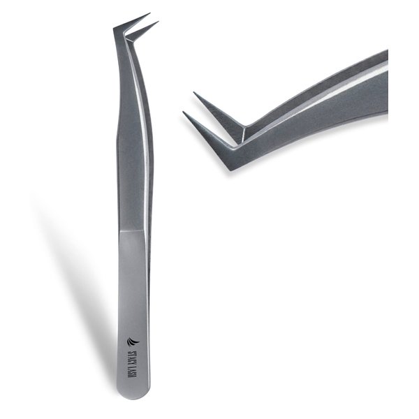 Stacy Lash STL-5 Eyelash Extension Tweezers/Supplies for Volume Extensions & Premade Fans/Precision Tool for False Lashes Application/Beauty Accessories/Curved Tweezer Tip/Eyelashes Tools