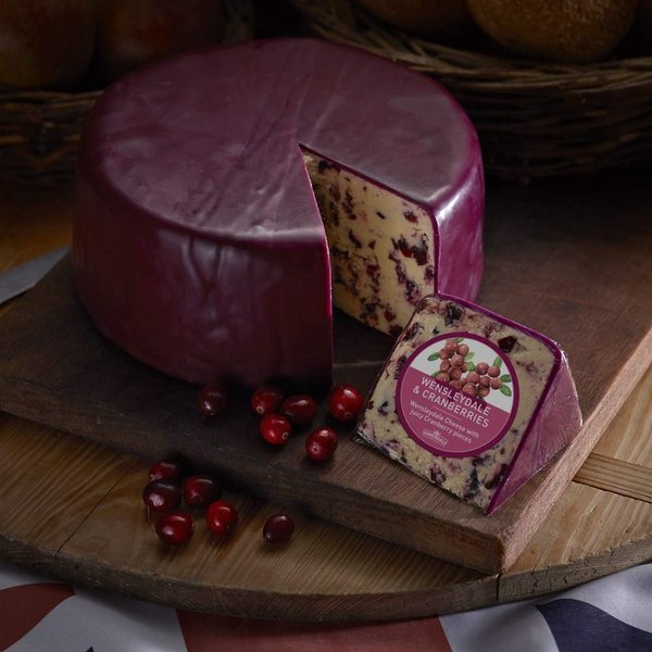 Wensleydale w/ Cranberries Cheese (2.5 Lb Half Wheel) from England