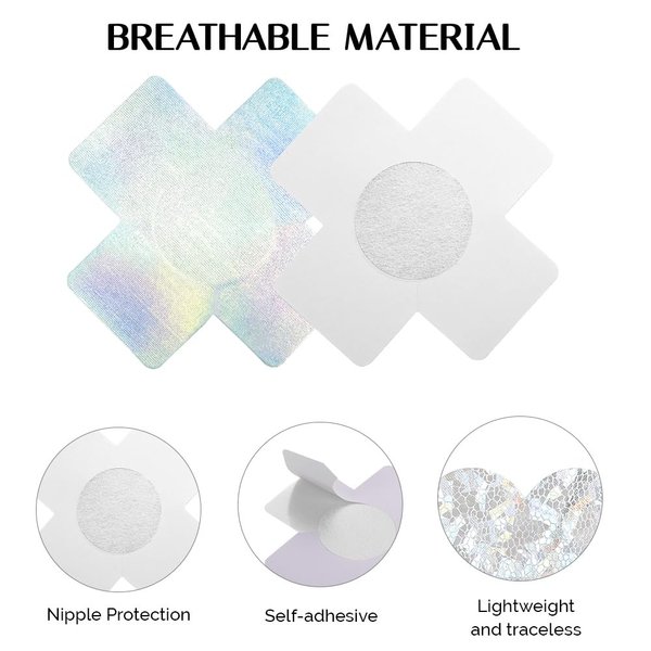 Tripetals Glitters Pasties Nipple Covers Stickers for Women Rave Party 12 Pairs Disposable Sticky Breast Petals Multi Design - Blue and Silver