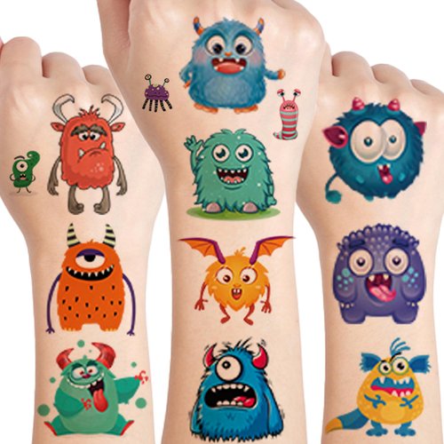 UVUXO Monster Temporary Tattoo for kids - 103 Styles Cute Little Monster Temporary for Girls Boy Body Arm Shoulder Cute Tattoos Stickers, Birthday Party Supplies Gifts for Kids