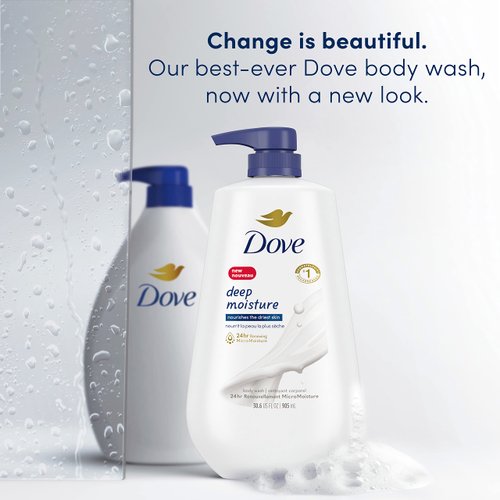Dove Body Wash with Pump Deep Moisture For Dry Skin Moisturizing Skin Cleanser with 24hr Renewing MicroMoisture Nourishes The Driest Skin 30.6 oz