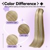 Ukira Blonde Hair Extensions Clip in Real Human Hair, 15 Inch 70g 7pcs Ash Blonde Highlighted Bleach Blonde, Ntural Straight Seamless Clip in Hair Extensions Blonde Hair Extensions
