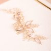 BERYUAN Women Gold Leaf Pearls Crystal Flowers Hair Comb Gold Leaf Flowers Wedding Head Piece Gold Bridal Hair Accessory for Wedding Women and Girls