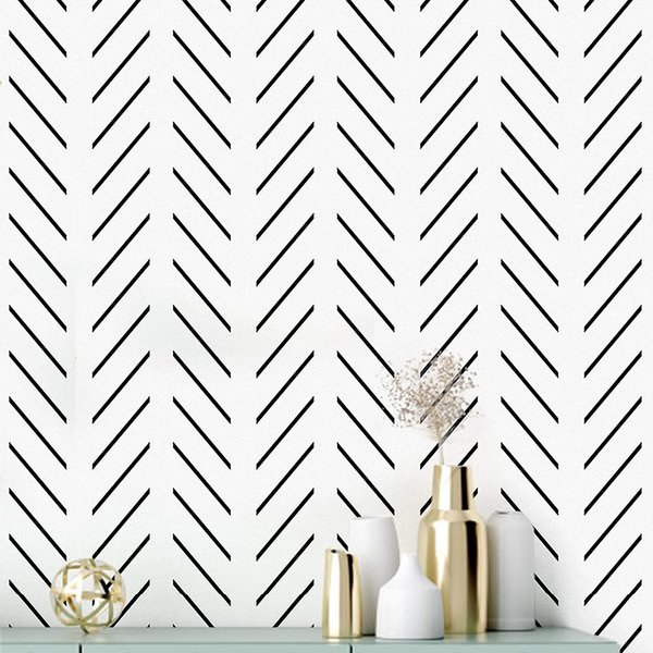 Erfoni Black and White Peel and Stick Wallpaper Modern Herringbone Contact Paper Bathroom 17.7inch x 236.2inch Geometric Removable Wall Paper Peel and Stick Backsplash Self Adhesive Contact Paper