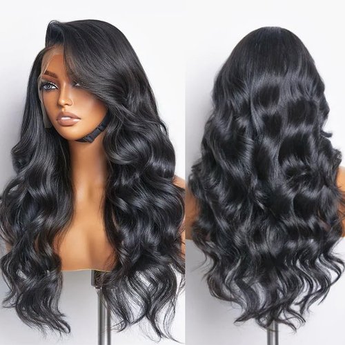 LADYWOW 28 Inch Body Wave Lace Front Wigs Human Hair 13x6 HD Lace Frontal Wigs Human Hair Pre Plucked with Bady Hair Wave Glueless Frontal Wigs Human Hair 180% Density for Women
