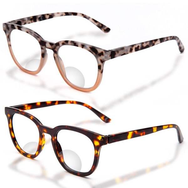 LianSan Bifocal Reading Glasses for Women with Spring Hinge Ladies Stylish Top Clear Blue Light Blocking Readers,12031 B-TTPK 1.50