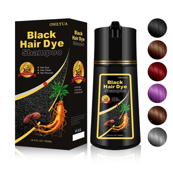 TYAYW Black Hair Dye Shampoo 3 in 1 for Gray Hair, Long-lasting & Natual Black Hair Shampoo, Hair Color shampoo for Men Women, Shampoo Para Canas, Hair Dye Easy to Use at Home 16.9 Fl Oz (Black)