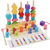 JYCHX Montessori Wooden Bead Sorting Toy Set with Fishing, Stacking Blocks, Beads and Matching Shape Stackers for 3 4 5 + Years Old Boys/Girls STEM Preschool Learning Toys for Gifts
