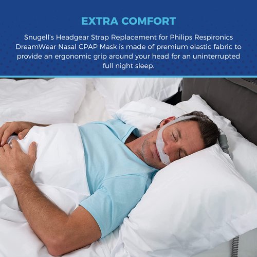 Headgear Strap Replacement for Philips Respironics DreamWear Nasal CPAP Mask by Snugell - Pack of Two (2) Straps - Gray Color - Durable Premium Nylon Material for Adaptability and Comfort