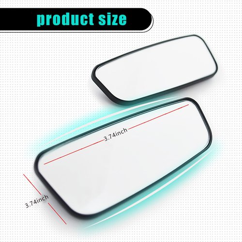 GKmow 2 PCS HD Convex Wide Angle Looking Glass, 3.74" x 1.41" Rectangular Curved Blind Spot Mirror, General Motors Parking Aid Tool, Compatible with Most Car Models (Black)