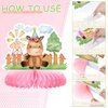 Amylove 10 Pcs Pink Farm Animals Party Supplies Girl Pink Barnyard Birthday Party Decorations Farm Animal Honeycomb Centerpiece for Table Birthday Baby Shower Party Decorations