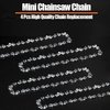4 Pcs Mini Chainsaw Chain 4 Inch Replacement Chains for Cordless Electric Portable Chainsaw, Durable Carbon Steel Saw Chains for Pruning Shears and Wood Cutting