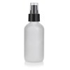4 oz Frosted Clear Glass Boston Round Bottle with Treatment Pump (4 Pack) + Funnel