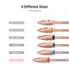 MelodySusie Long Flame Nail Drill Bits, 3/32'' Carbide Tungsten Bits, Suitable for Manicure Pedicure Cuticle Gel Polishing, Beginners Bits, Rose Gold, Series Bit-X, Fine