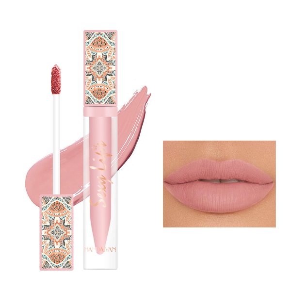 MIESCHER Matte Pink Lip Gloss for Women, Long-Lasting Waterproof Lip Stain Non-stick Moisturizing Lip Gloss Lipstick , High Pigment Lip Color, Vivid Color, Water Lip Tint, Matte Vegan Liquid Lipstick Makeup (1# Nude Pink)