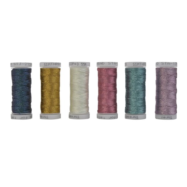 Simthread 6 Colors 3-Ply Metallic Shuttle Tatting Yarn 50 Meters Each for Shuttle Tatting Jewellery lacemaking