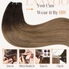 LaaVoo Ombre Weft Hair Extensions Human Hair 16 Inch Sew in Hair Extensions Ombre Brown to Ash Blonde Hair Extensions Sew in Remy Human Hair Hand Tied Hair Extensions 100 Grams
