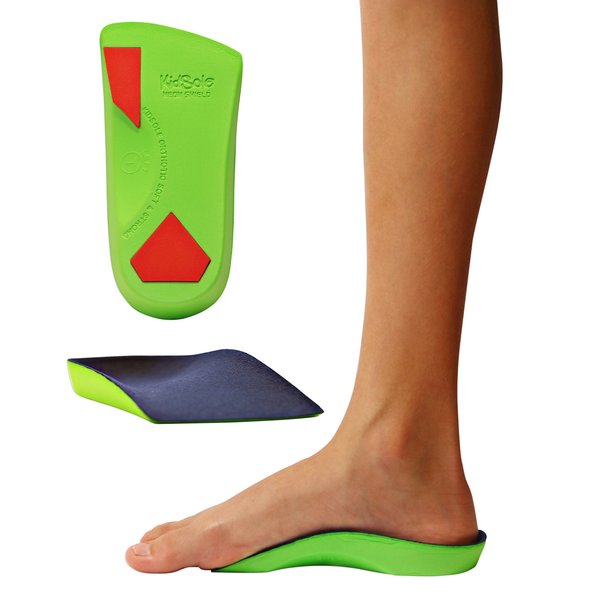 KidSole 3/4 Length Neon Shield Arch Support Insole for kids with foot pronation, flat feet, or any other undiagnosed arch support issues (Big Kids Size US 4-7.5)