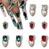 10Pcs 3D Nail Charms Emerald Crystal Nail Rhinestones and Gems Gold Luxury Metal Nail Jewels Sparkling Alloy Nail Charms for Acrylic Nail Supplies Silver Nail Art Charms for Women DIY Nail Accessories