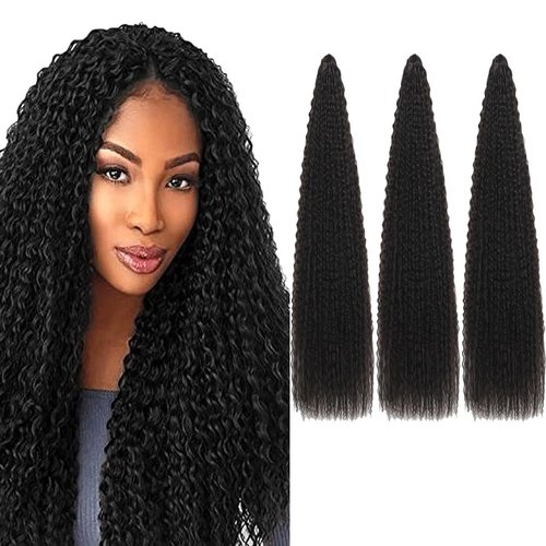 Brazilian Curly Braids Crochet Twist Hair 30inches 3Packs Afro Kinky Curly Braiding Hair Extensions Deep Curly Crochet Hair Synthetic Water Wave Braid Hair(30Inch,2#)