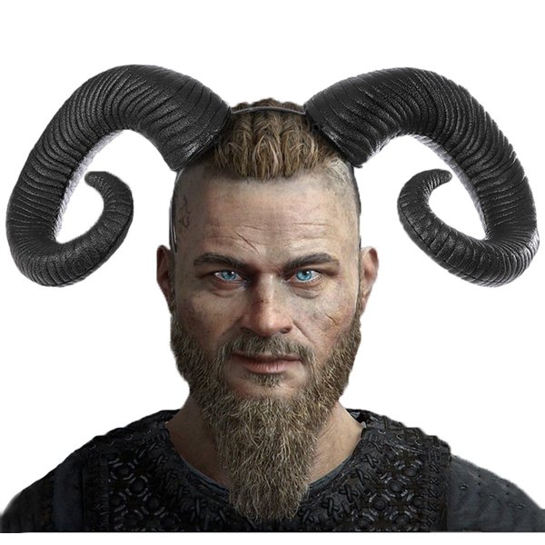 Satisyo Gothic Black Horn Halloween Costume for Men Women Ram Sheep Horn Headhand Hoop Cosplay Devil Horn Headwear Hair Band (Black Sheep/Ox Horn)