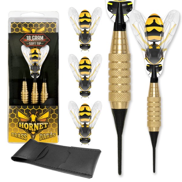 Dart World 26518 Hornet Brass Soft Tip Dart (18-Gram), Multi Colored, Precision Balanced, Accurate, and Durable - Perfect for Professional and Recreational Players