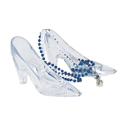 Cinderella Glass Slipper Shoes, Set includes 6 Plastic Shoes - Wedding, Prom and Princess Party Decorations